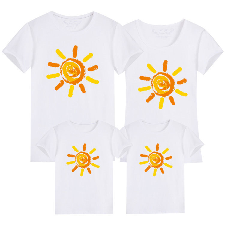 2020夏装亲子装短袖t恤 时尚太阳一家四口全家装亲子装活动服