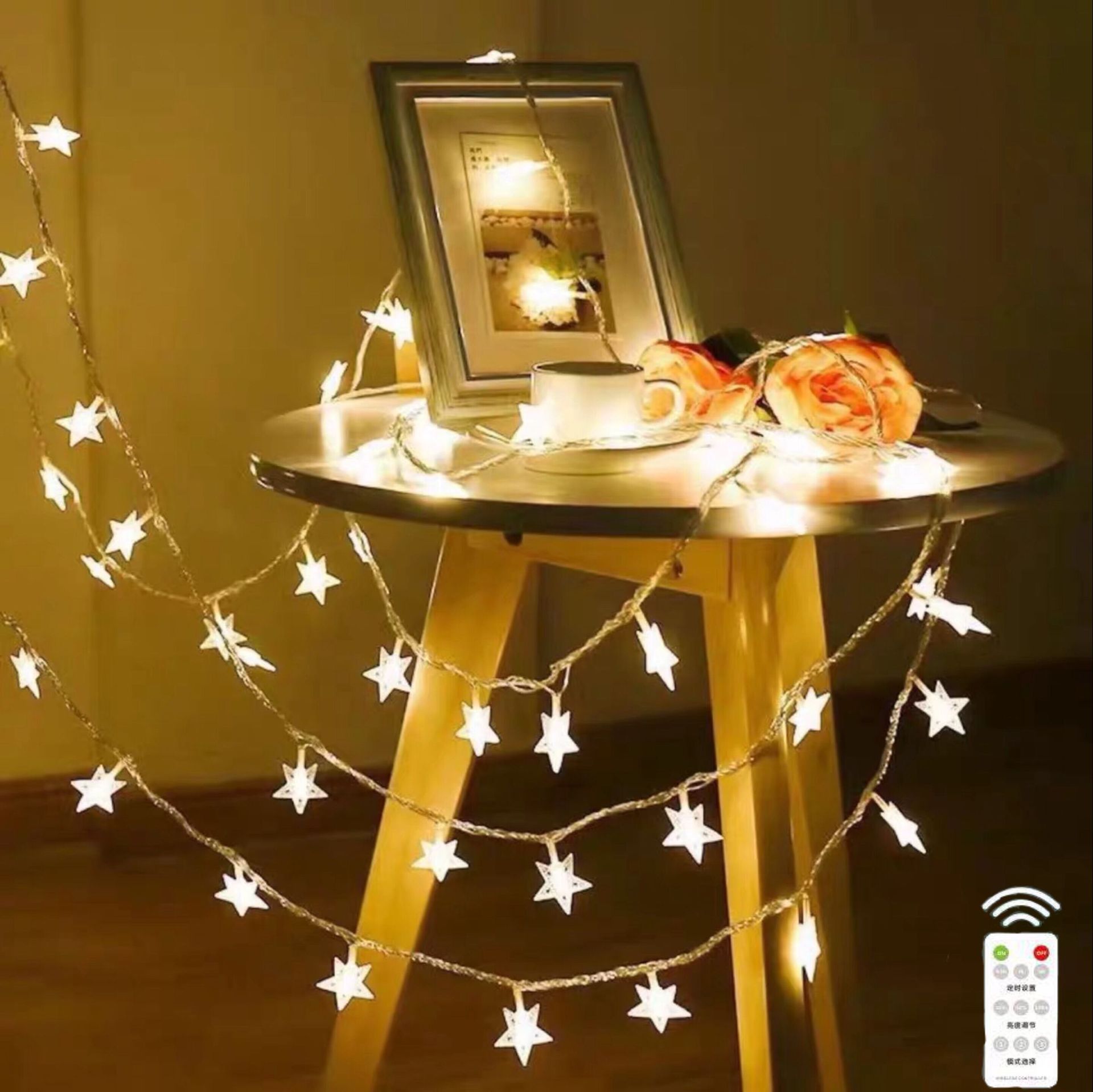 led星星灯串电池满天星室内装饰造型灯圣诞节日彩灯usb带遥控灯串