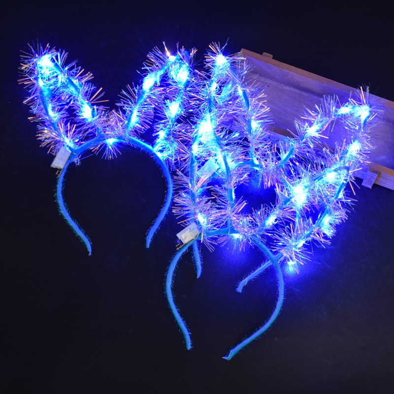 New Lengthened 14 Lights Gold Silk Luminous Rabbit Ears Push Scan Code Flash Small Gifts Hot Sale Luminous Toys Wholesale