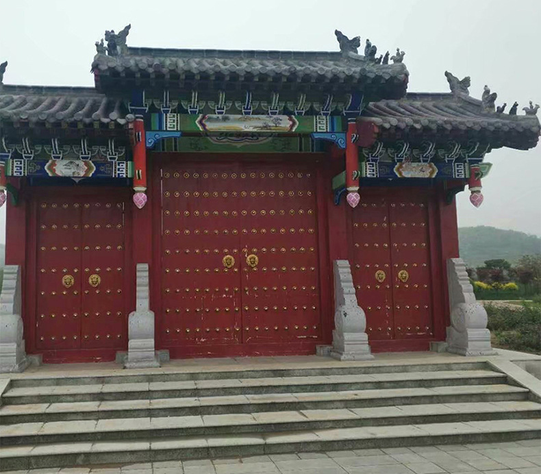 厂家供应私人订制防腐木门碳化木门楼门头招牌古建园林景观桑拿板