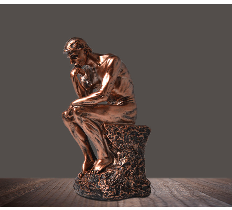 创意人物雕塑思考者复古摆件 美式乡村客厅书房样板房装饰品摆设