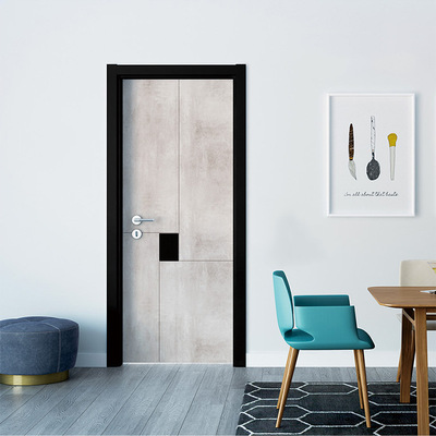 星河灰黑框极简德式实木拼接门实木门框卧室门欢迎工程单