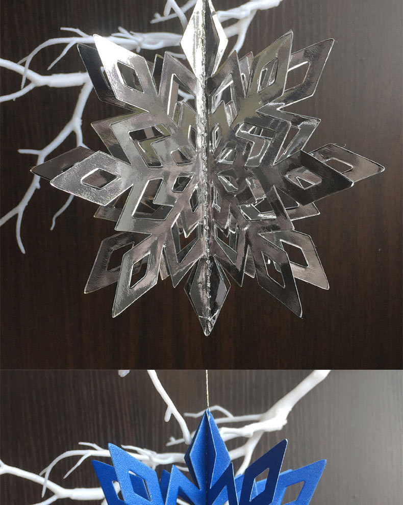 卡纸立体雪花片挂饰6件套装 新年圣诞节派对装饰布置用品