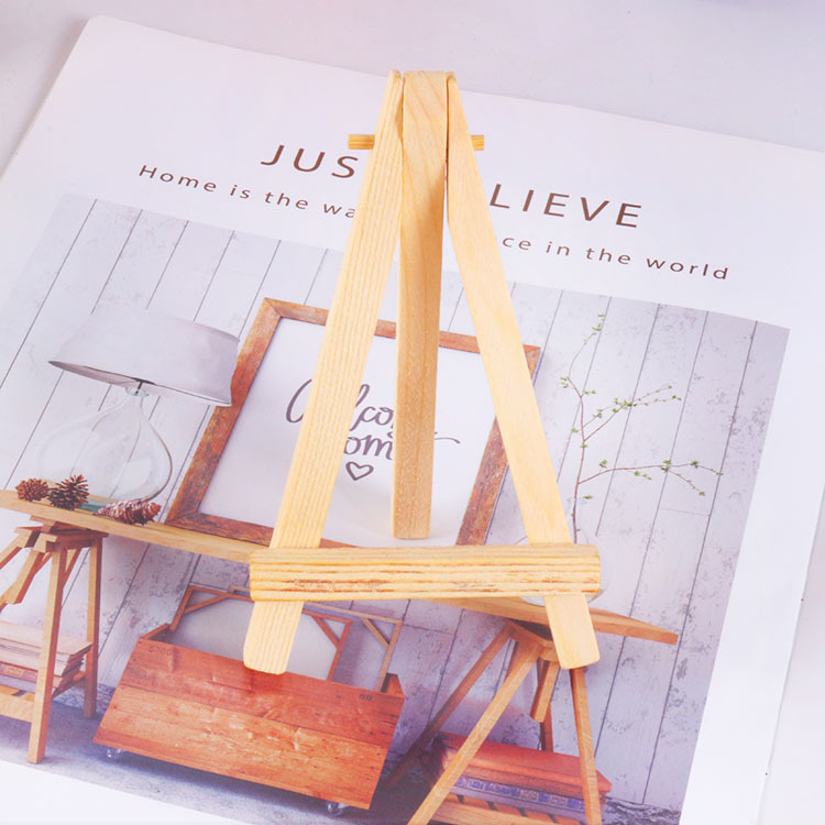 Direct Sales Korean Ornament Mini Solid Wooden Frame Photo Frame Desk Calendar Display Stand Desktop Wooden Small Display Stand Triangle Wooden Easel