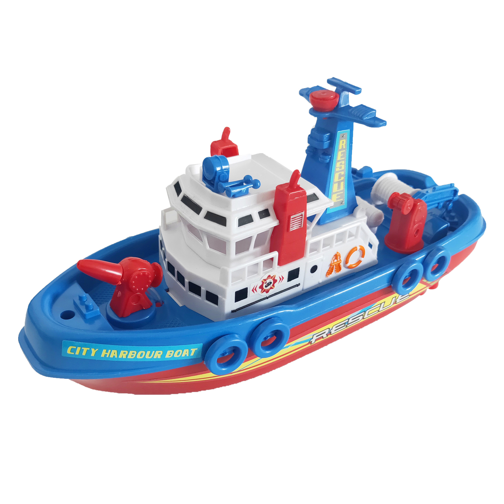 外贸跨境专供儿童电动消防船 音乐灯光喷水水上行驶模型玩具批发