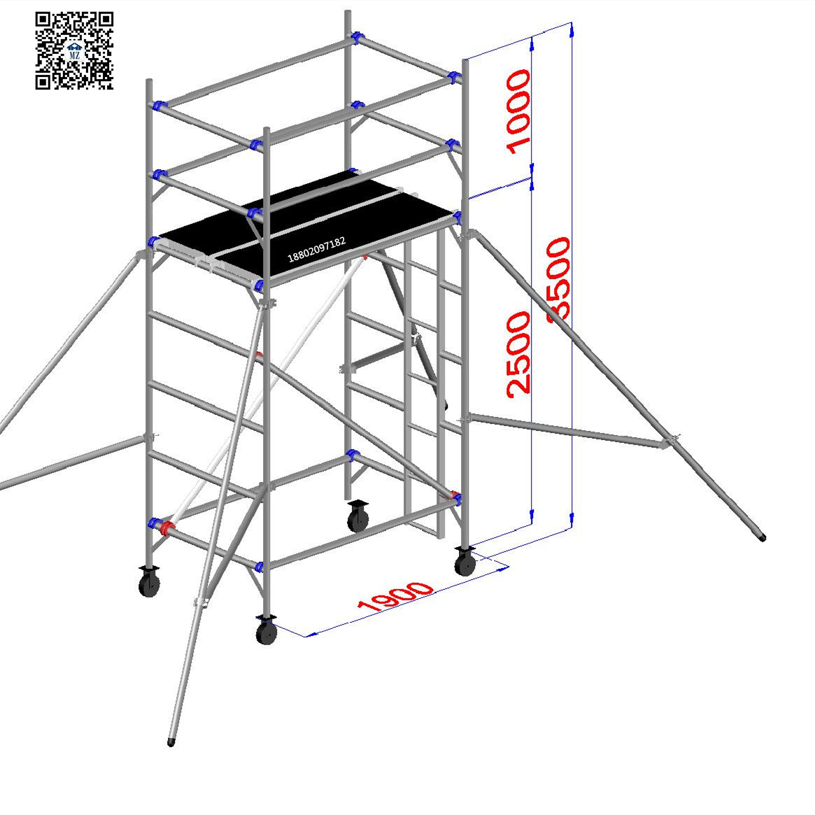 批发快装脚手架爬梯阔架地铁检修新型铝合金工作台简易高空作业台-阿