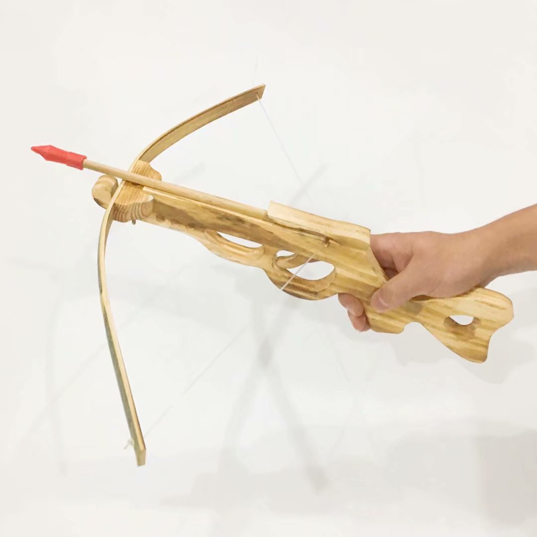 木制 吸盘弓弩 儿童步枪玩具弩 木弩十字弩模型 橡胶箭头无杀伤力