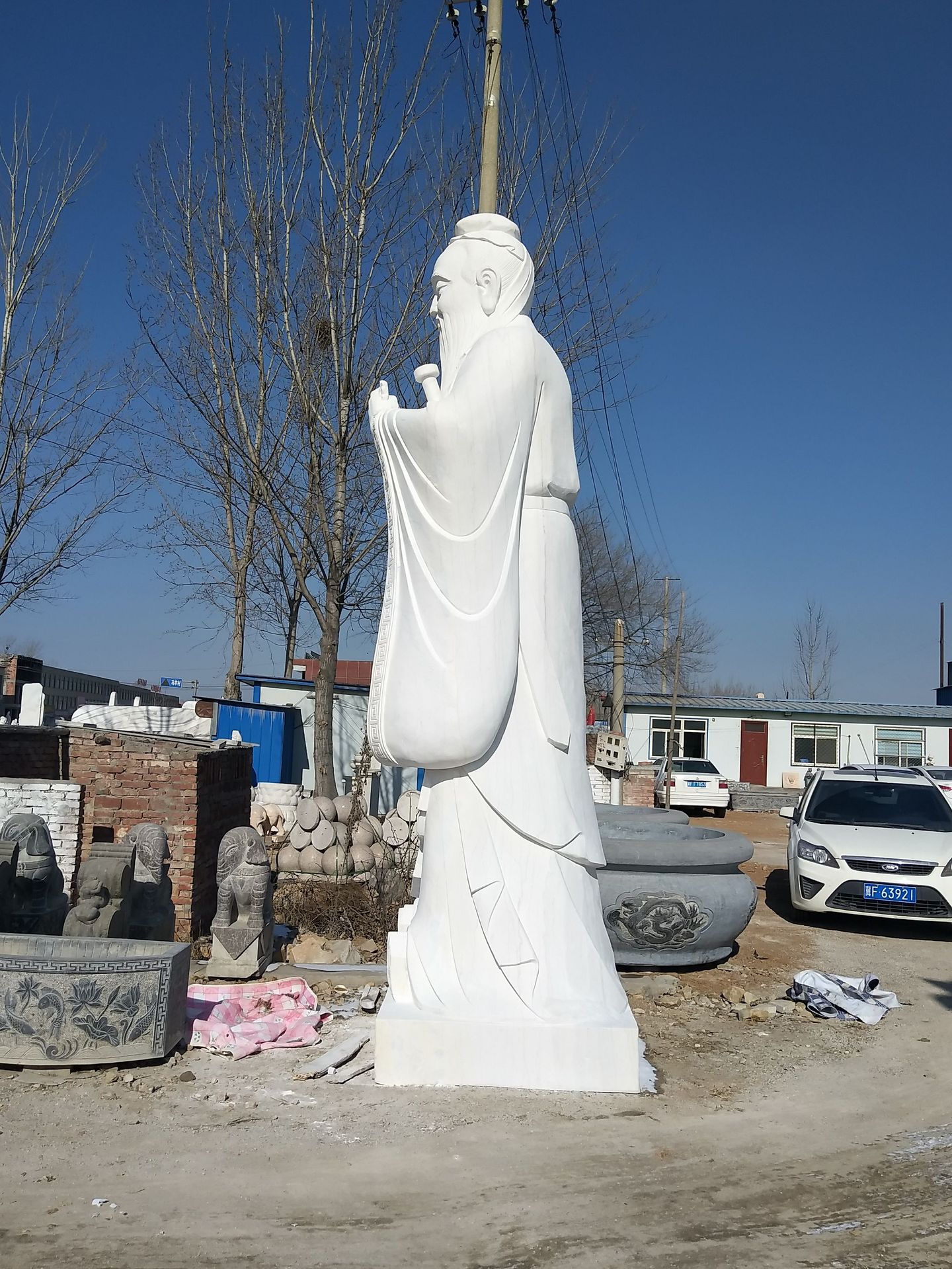 厂家定制石雕孔子像 汉白玉孔子雕像校园历史人物儒家孔圣人摆件