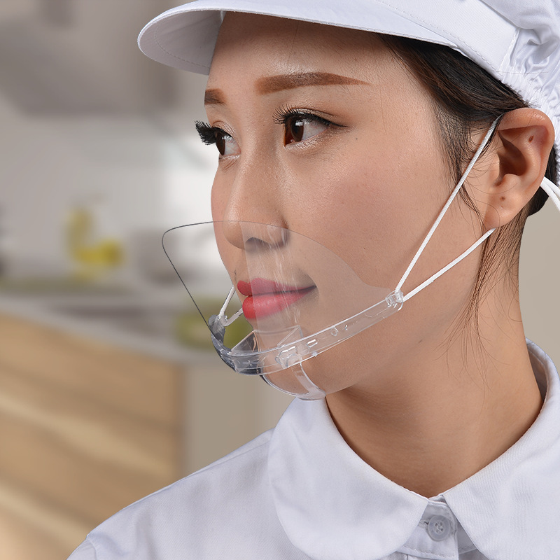 餐厅口罩食品餐饮防雾厨房餐饮酒店厨师环保塑料微笑透明商用口罩