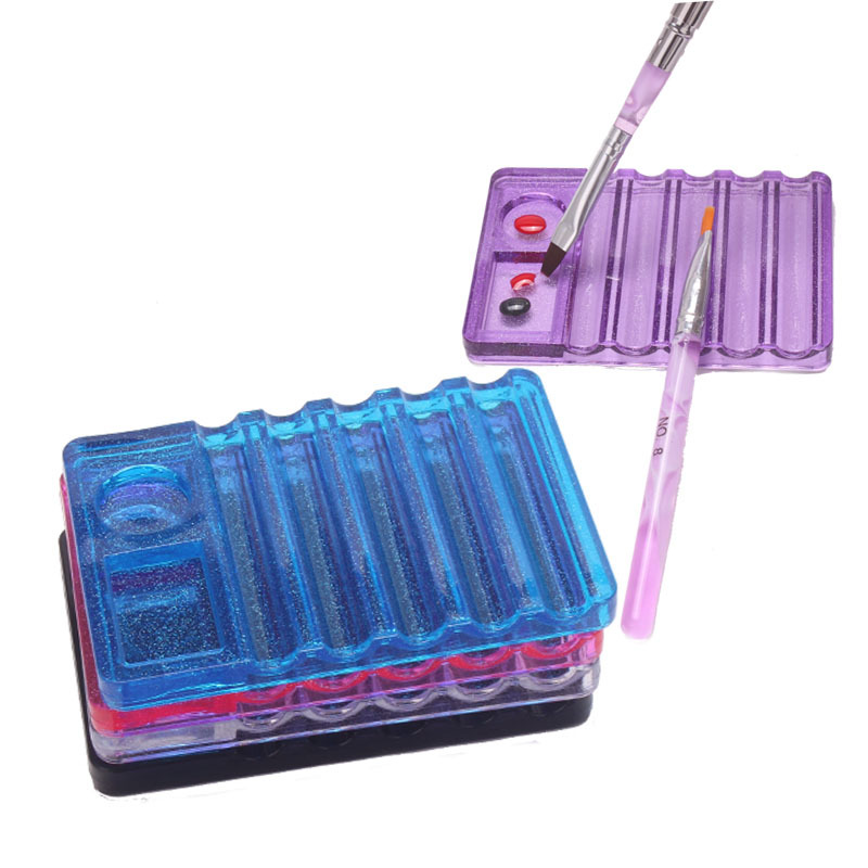 New Nail Beauty Japanese Multi-Purpose Pen Holder 5 Grid Pen Holder with Palette Glue Mixing Nail Brush Blending Pen Placement Tools