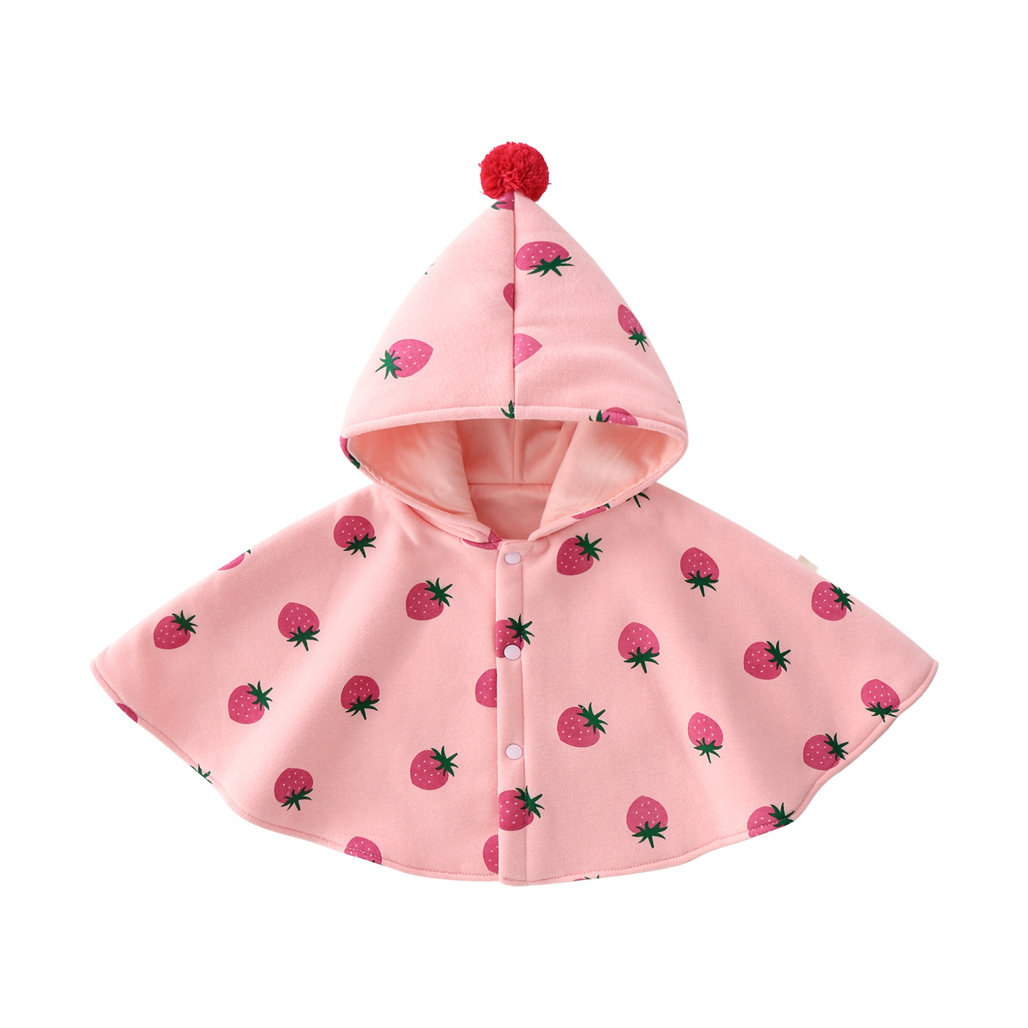 春秋加厚宝宝纯棉披风婴儿防风斗篷秋冬外出披肩挡风女童洋气外套