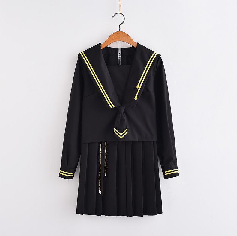 暗夜流星正统软妹jk制服裙套装日系变形襟中间服长短袖水手服班服