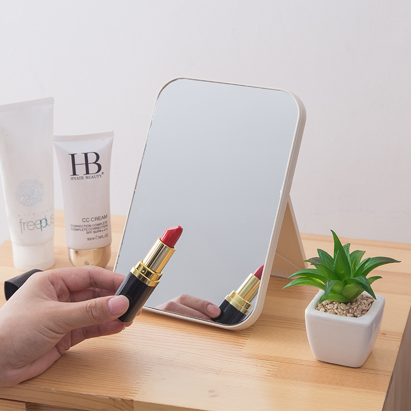 HD Makeup Mirror Desktop Simple Cosmetic Mirror Square Princess Mirror Simple Foldable and Portable Cosmetic Mirror