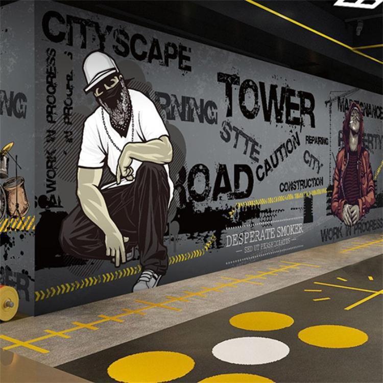 街头涂鸦墙纸工业风餐厅嘻哈街舞背景舞蹈室健身房壁纸服装店壁画