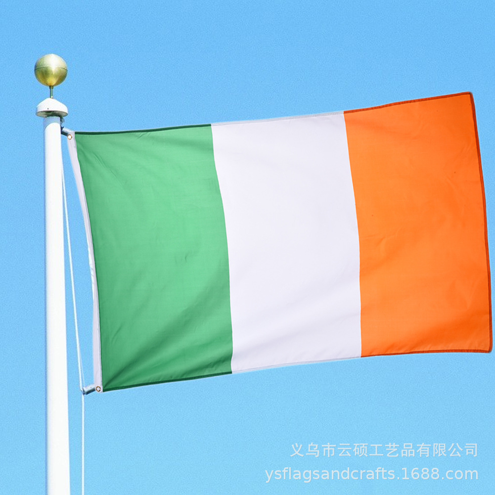 量:涤纶布材 质:绿白橙色颜 色:ysnf1040货 号:4号爱尔兰国旗名 称