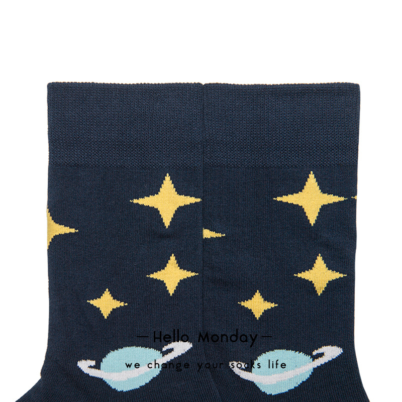 Monday Socks Men's Stockings Women's Hip-Hop Fashion Starry Sky Middle Tube Cotton Socks