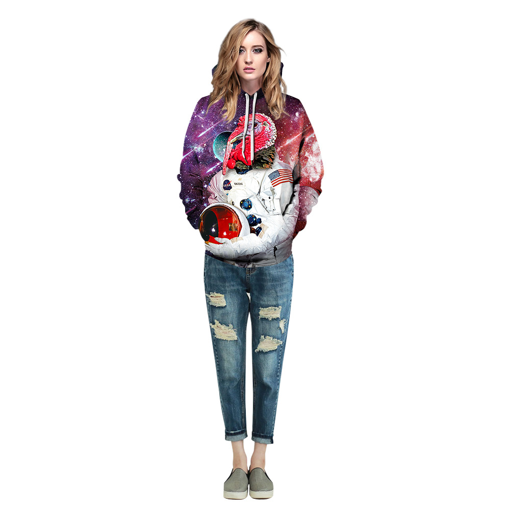 独立站2020热卖太空服数码印花加大码女装秋冬时尚潮牌连帽卫衣