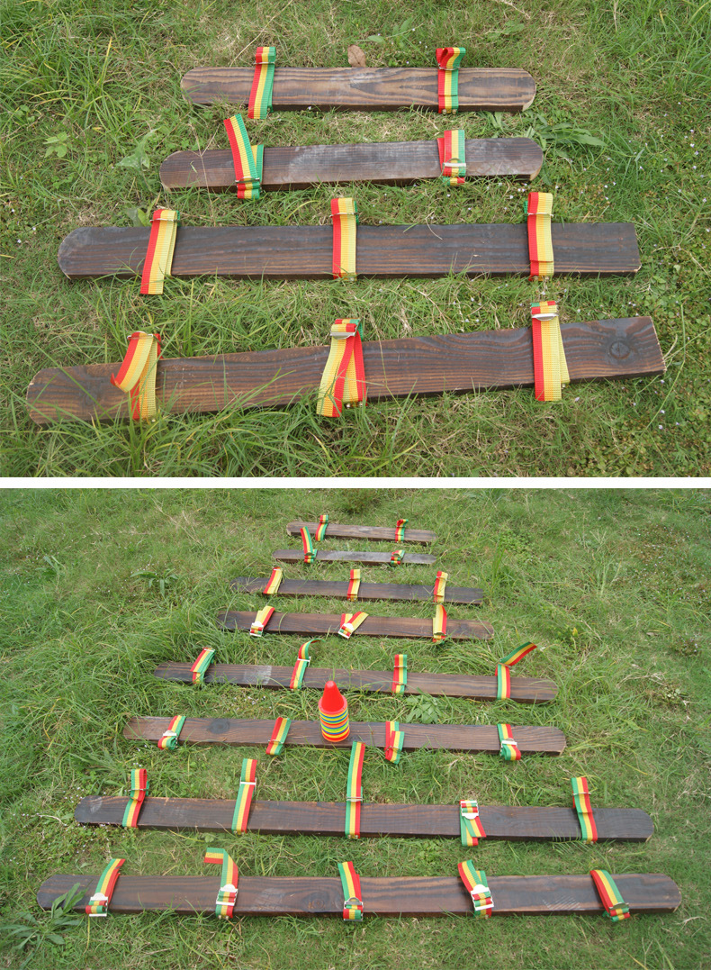 三人板鞋竞速比赛木板鞋协力板同心协力木板鞋同舟共济木质旱龙舟