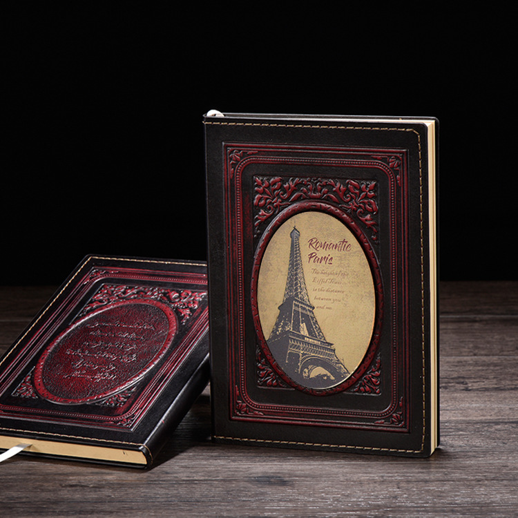 Cross-Border Supply Eiffel Tower Retro European Hardcover Notebook A5 Pu Journal Book Gift