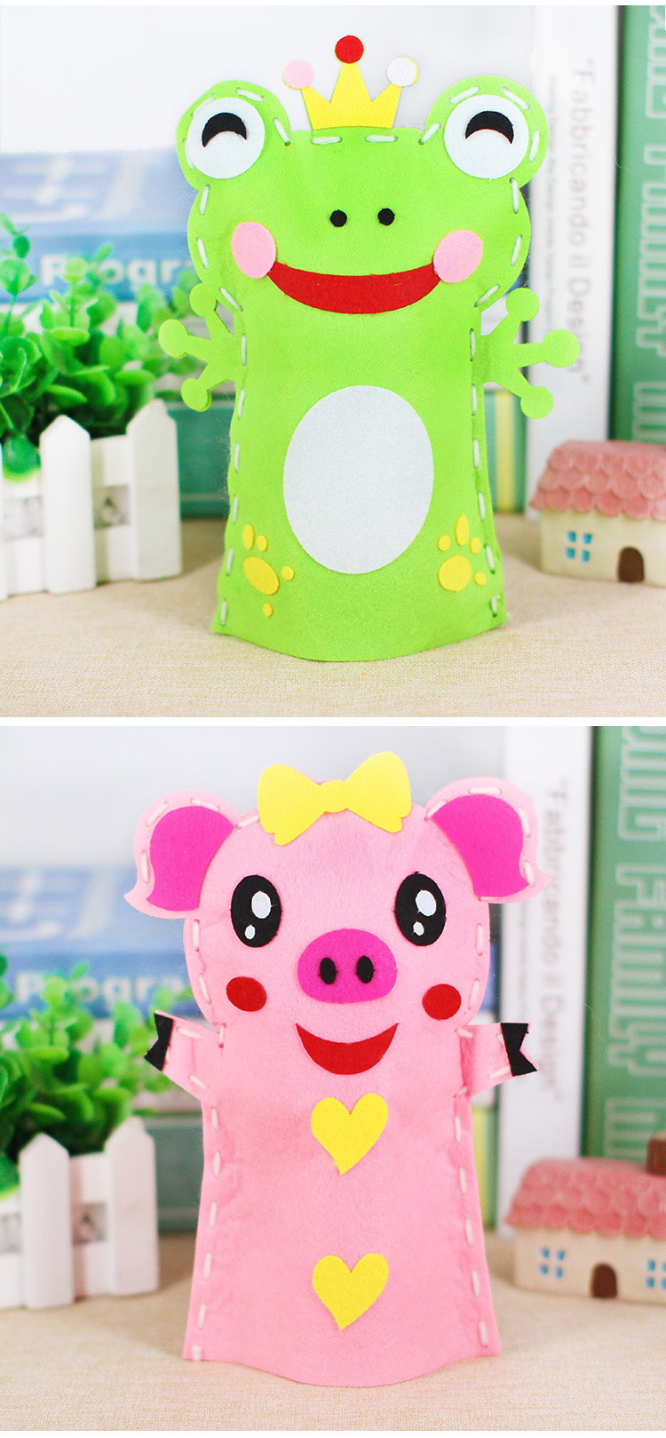 儿童布艺动物手偶幼儿园不织布手工制作diy材料包创意卡通粘贴画