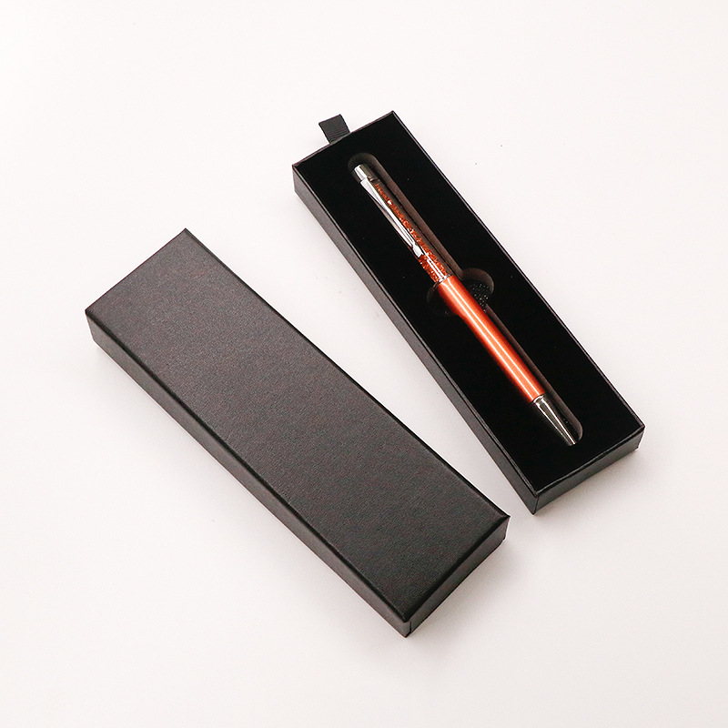 现货抽屉式盒黑色钢笔盒硬纸笔盒商务礼品盒简约礼品黑色包装盒子