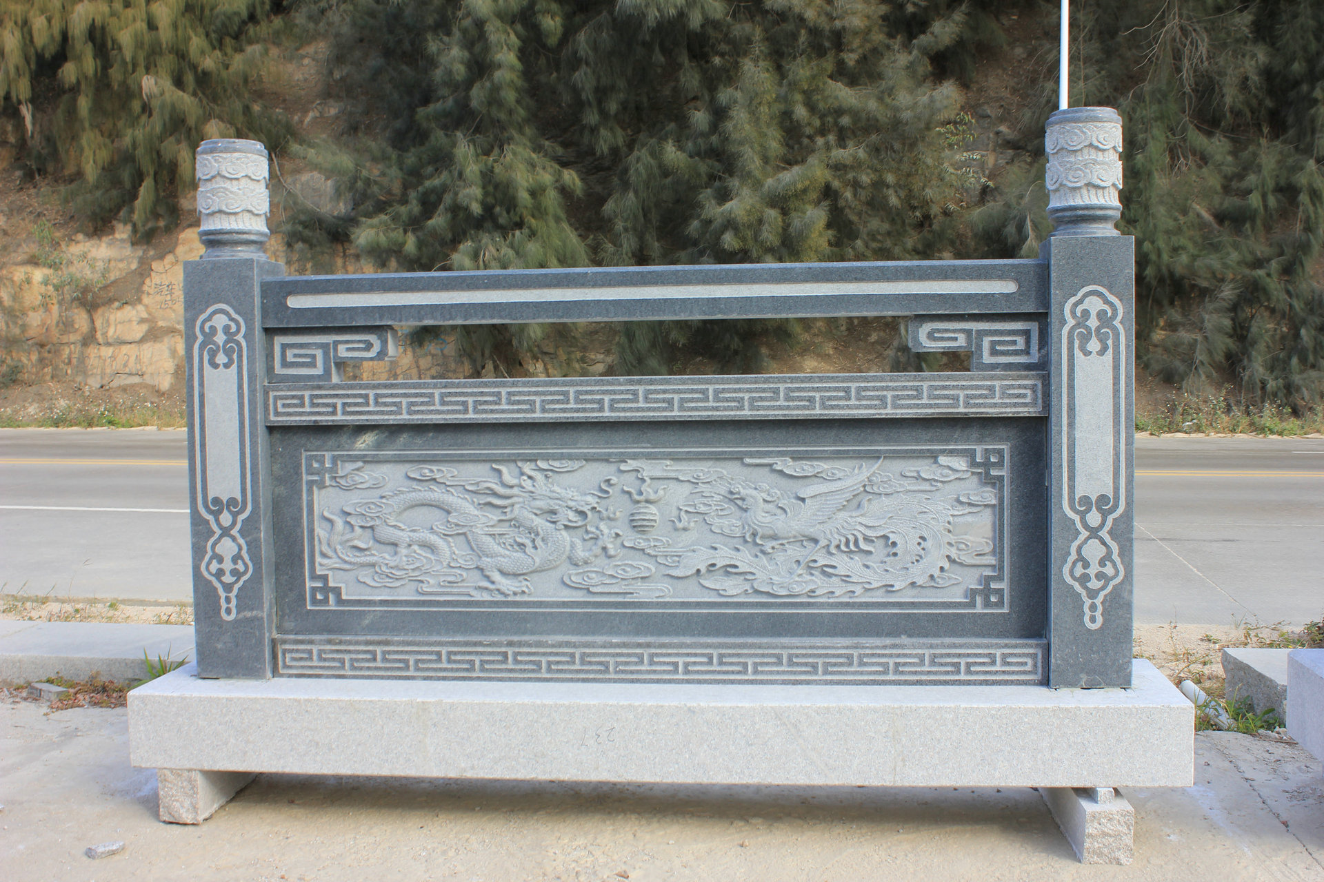 惠安青石雕汉白玉栏板大理石雕花栏杆河道围栏石桥园林景观护栏-阿里