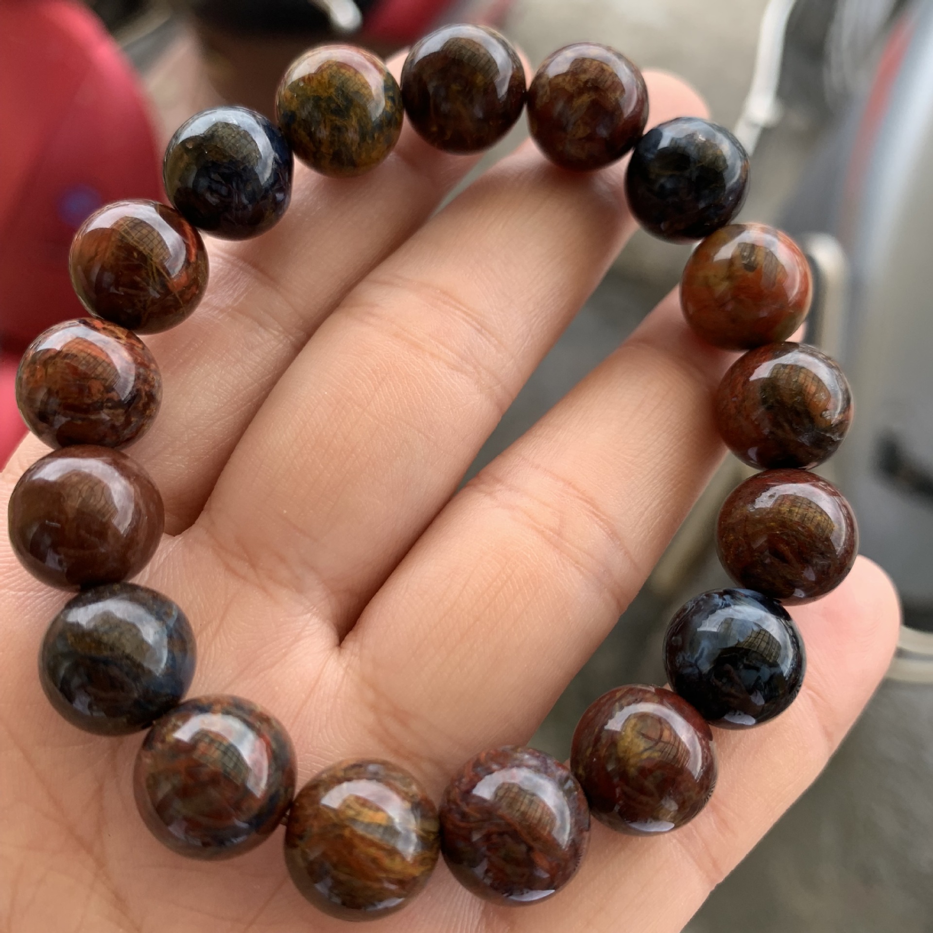 yixi艺曦天然2a彼得石带眼单圈手串613mm圆珠彼得石厂家批发