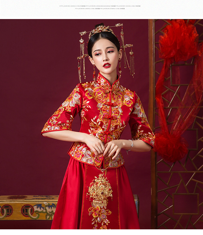 秀禾服新娘2019新款结婚敬酒服旗袍出阁服中式婚纱礼服夏季薄款女