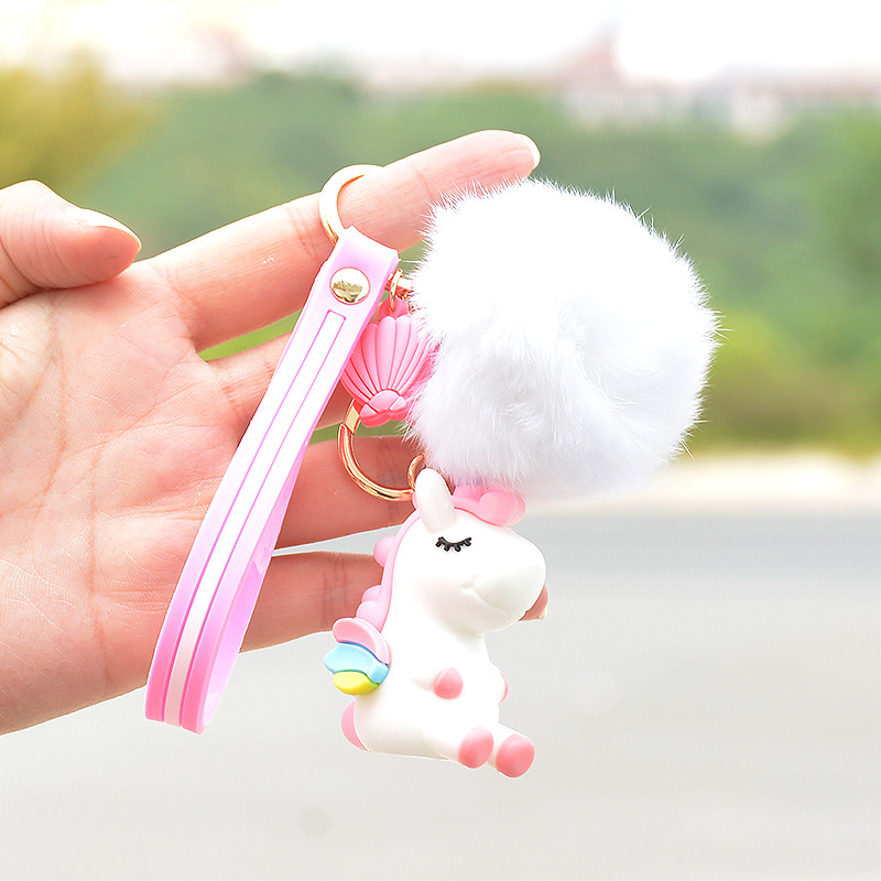 Autumn and Winter Cute Unicorn Plush Cartoon Doll Keychain Student Bag Key Ornament Creative Gifts Wholesale