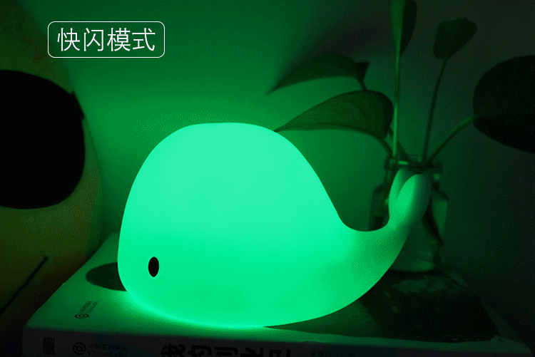 鲸鱼小夜灯批发 七彩变色海豚硅胶拍拍灯厂家直销创意床头灯定制