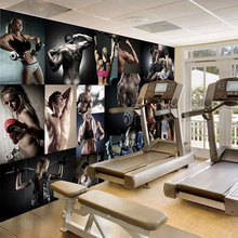 健身房墙纸运动俱乐部背景墙装修潮流壁画个性武术馆拳击馆墙纸