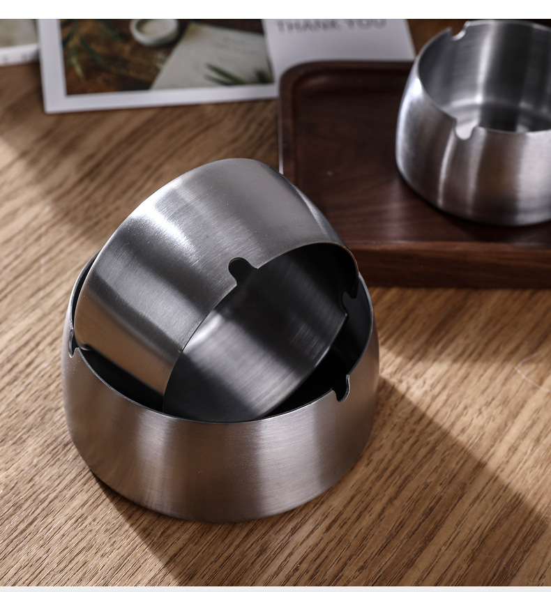 创意不锈钢烟灰缸创意防摔家用酒店办公客厅宿舍ktv专用定制logo