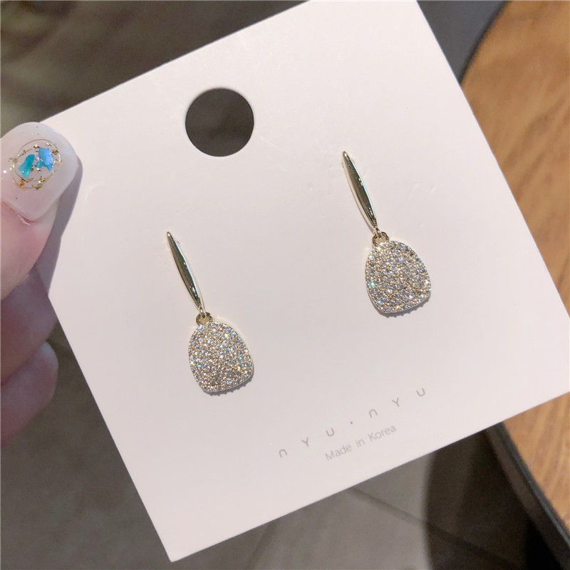 Zircon Earrings Korean Style 925 Silver Pin Earrings Internet Celebrity Droplet Type Earrings Korean Earrings Women