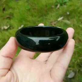 4%天然新疆和田玉青玉圆条手镯新疆塔青玉手镯和田青玉圆条美人玉镯