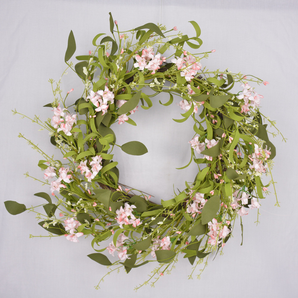 外径50cm天然藤条春季花环皱纹纸仿真花手工制作厂家直销支持定制