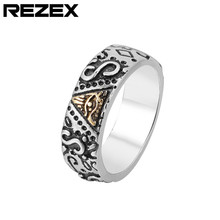R0580-NK02 外贸饰品批发 欧美个性复古三角全知眼钛钢戒指 指环