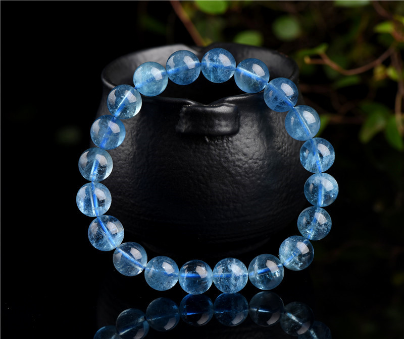 久雅水晶 天然魔鬼蓝海蓝宝散珠 手链 批发