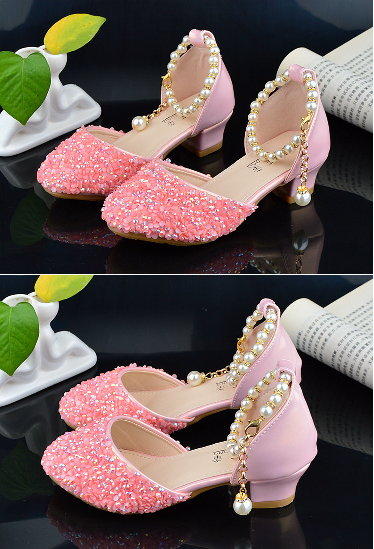 女童鞋子儿童高跟鞋公主鞋2019秋季新款时尚皮鞋单鞋水晶鞋秋鞋子