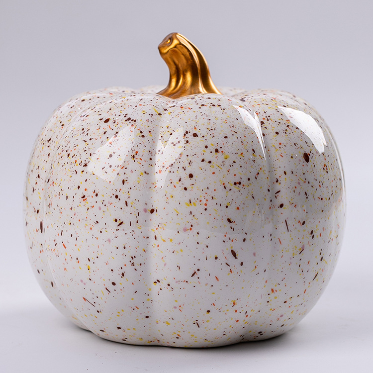 金蒂陶瓷南瓜工艺品摆件 白云土彩绘南瓜摆件 丰收节陶瓷工艺品