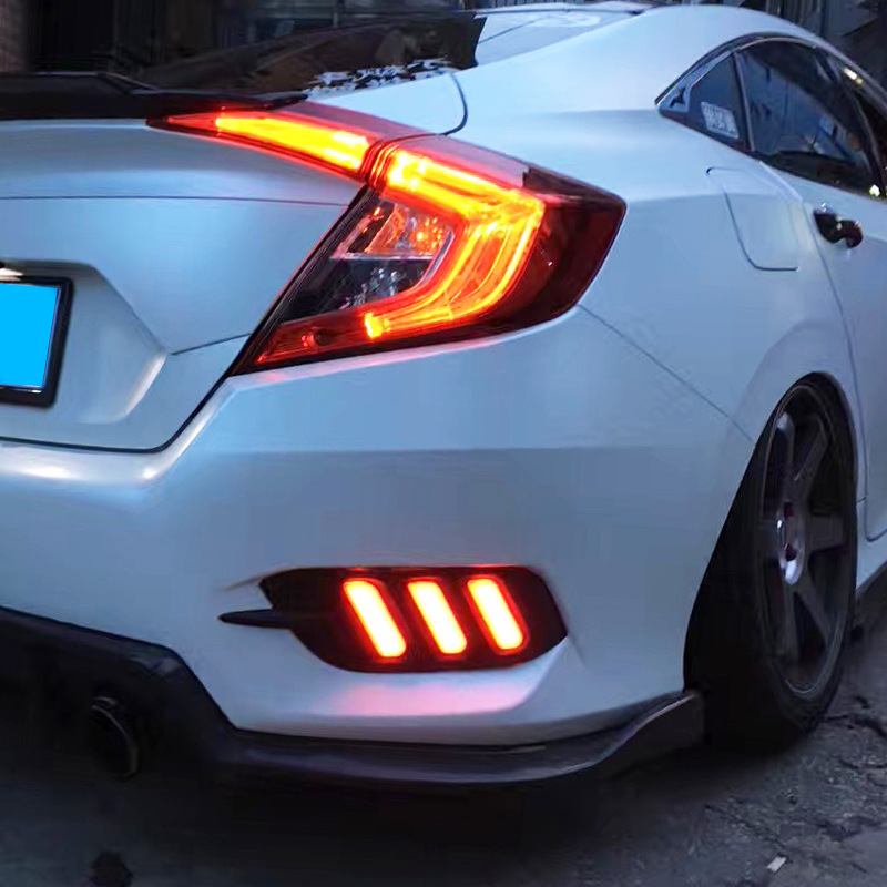 专用于十代思域后杠灯野马灯 流光led后尾灯后警示灯 思域后尾灯