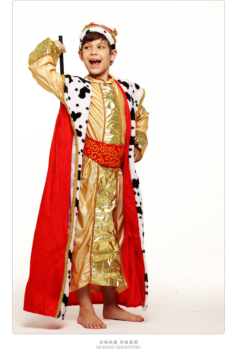 万圣节cosplay国王舞台表演演出服饰儿童男长袍国王角色扮演服装