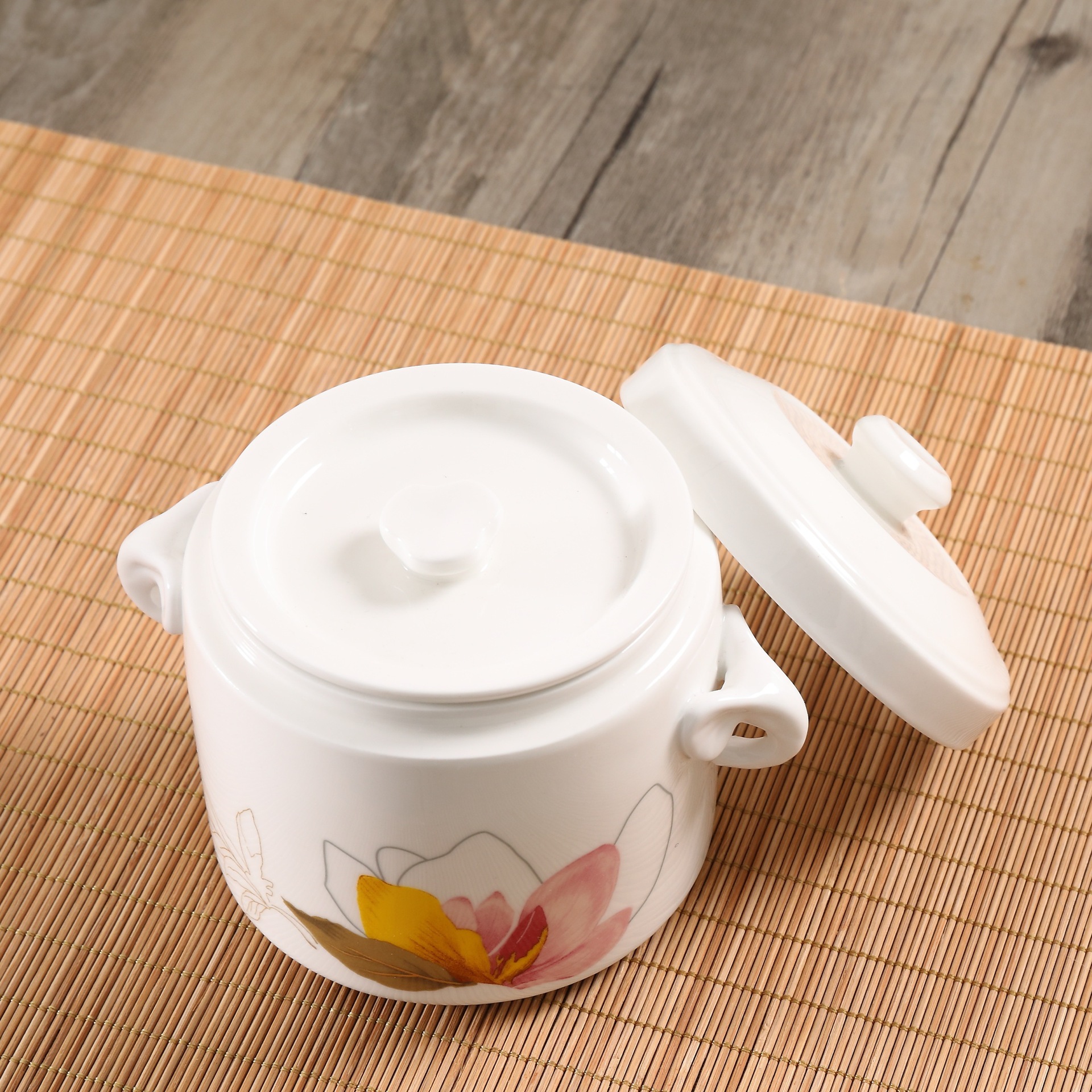 商用隔水陶瓷炖盅酒店燕窝盅双盖中西甜品盅家用双耳炖盅团购礼品