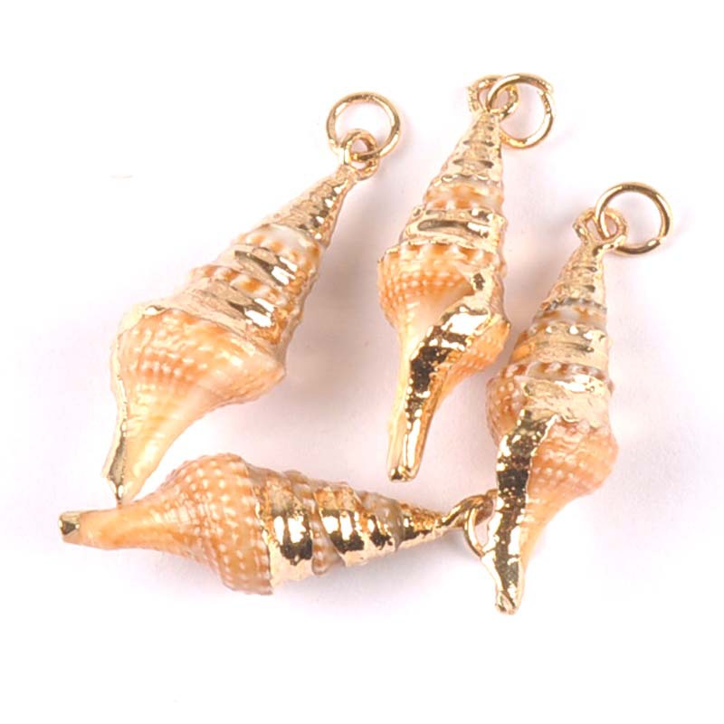 电镀金边海螺海螺项链吊坠耳坠现货批发