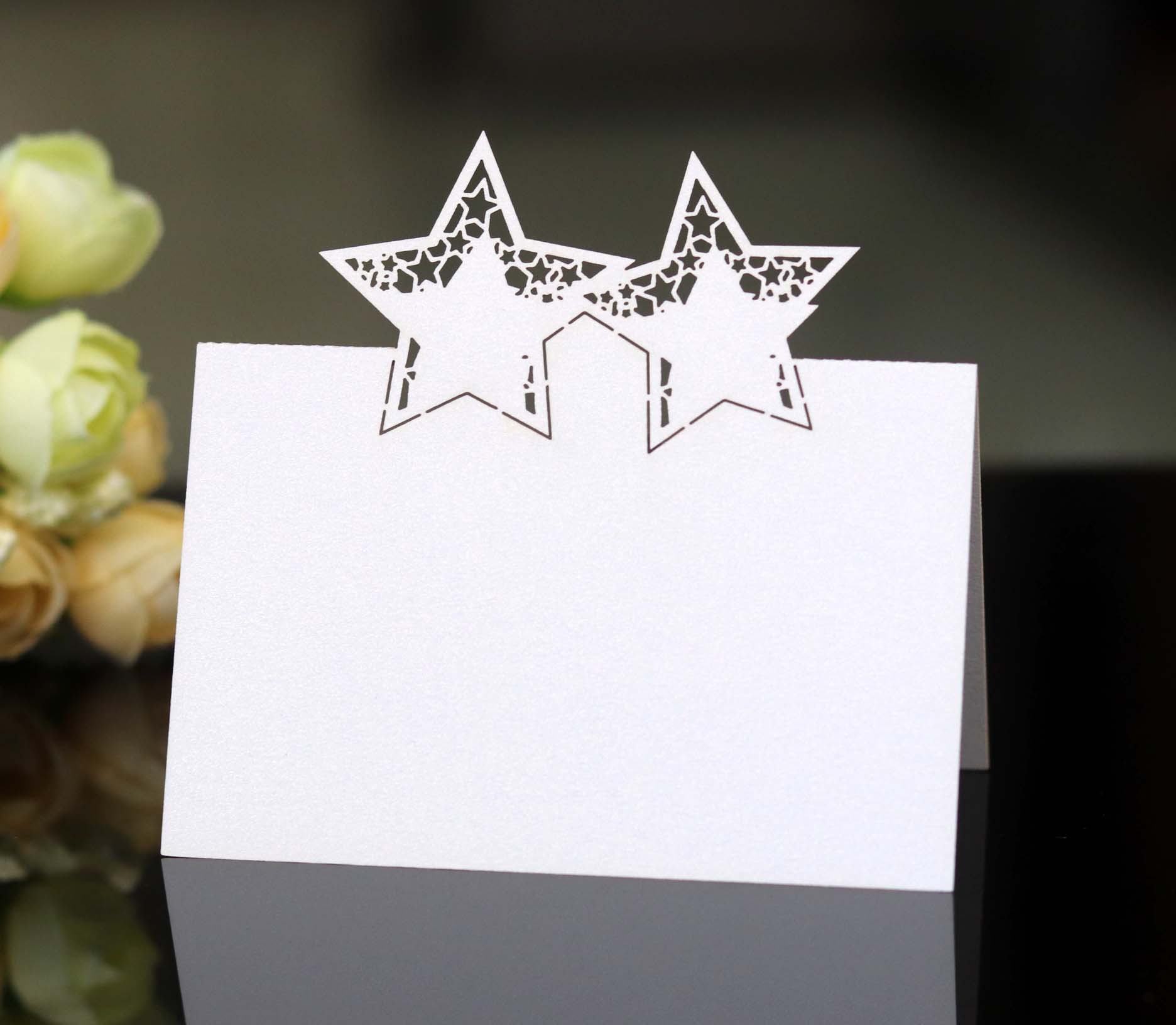 五角星婚礼会议镂空席位卡激光卡片桌卡座次卡酒席座位厂家直销