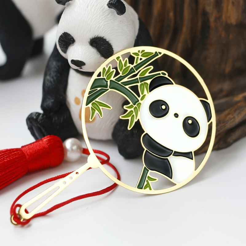 金属熊猫书签送人小礼品有现货学校logo书签学生书签中国风礼品