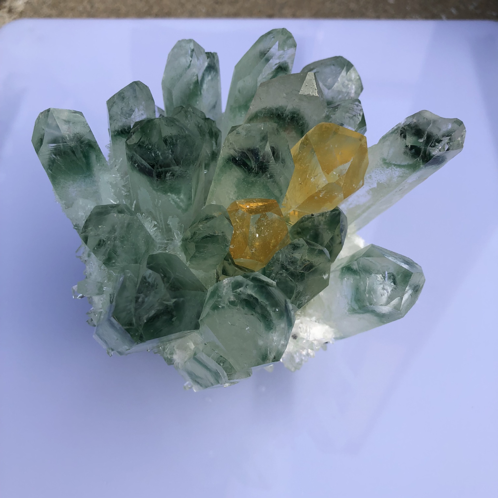 天然绿幽灵晶簇 绿幽灵水晶簇摆件 消磁净化风水 家居摆件 批发