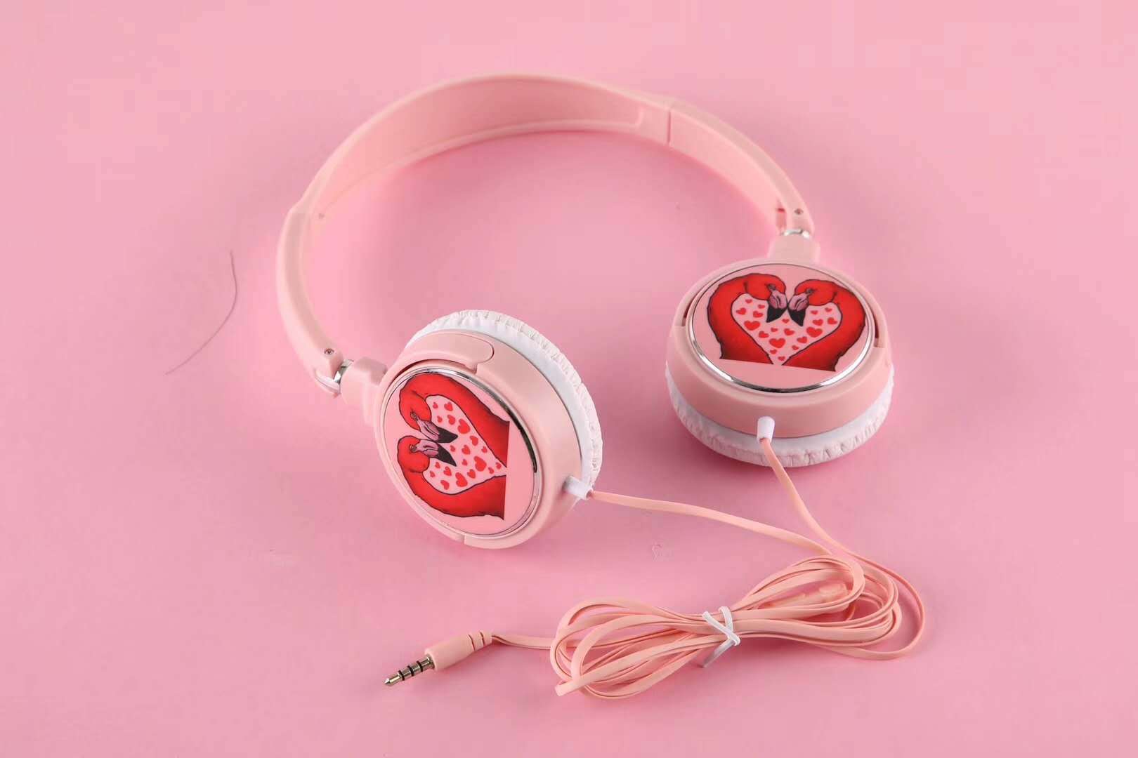 卡通图案独角兽火烈鸟头戴式折叠彩绘耳机可定制图案礼品创意耳机