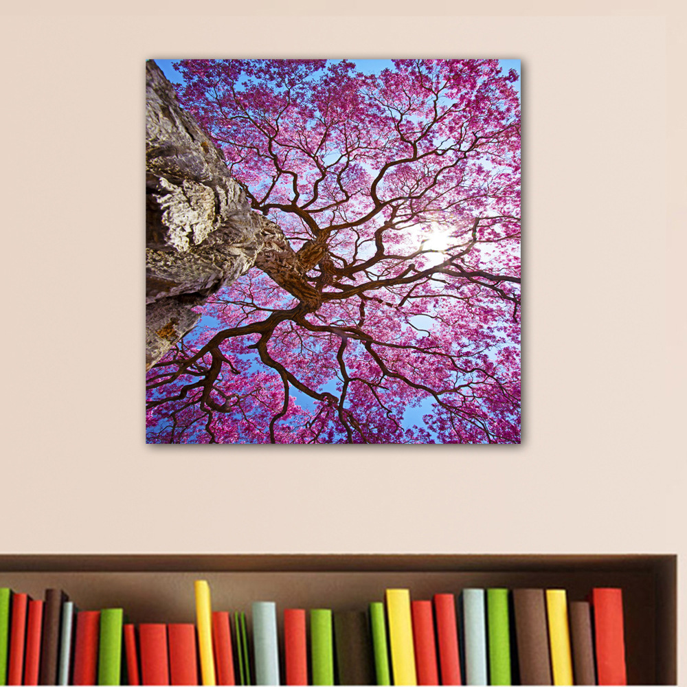 画谷喷绘油画墙画装饰画单联大树紫色叶子亚马逊货源跨境货源爆款