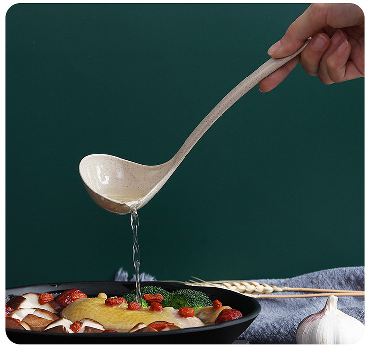 小麦秸秆长柄大号汤勺子家用盛粥稀饭厨房日式汤勺塑料大勺盛汤勺