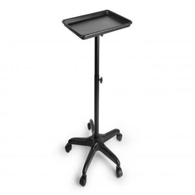 铝制美发沙龙仪器托盘可调节高度手推车美容工具,颜色:黑色